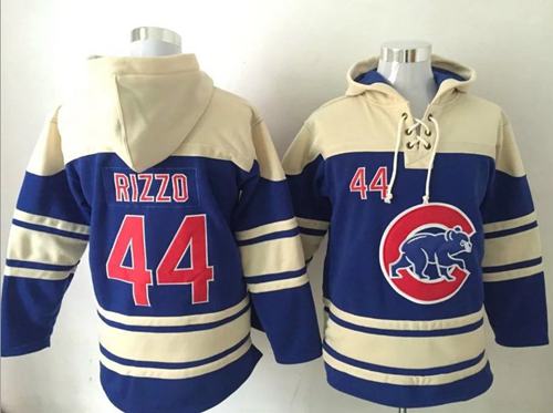 Cubs #44 Anthony Rizzo Blue Sawyer Hooded Sweatshirt MLB Hoodie - Click Image to Close